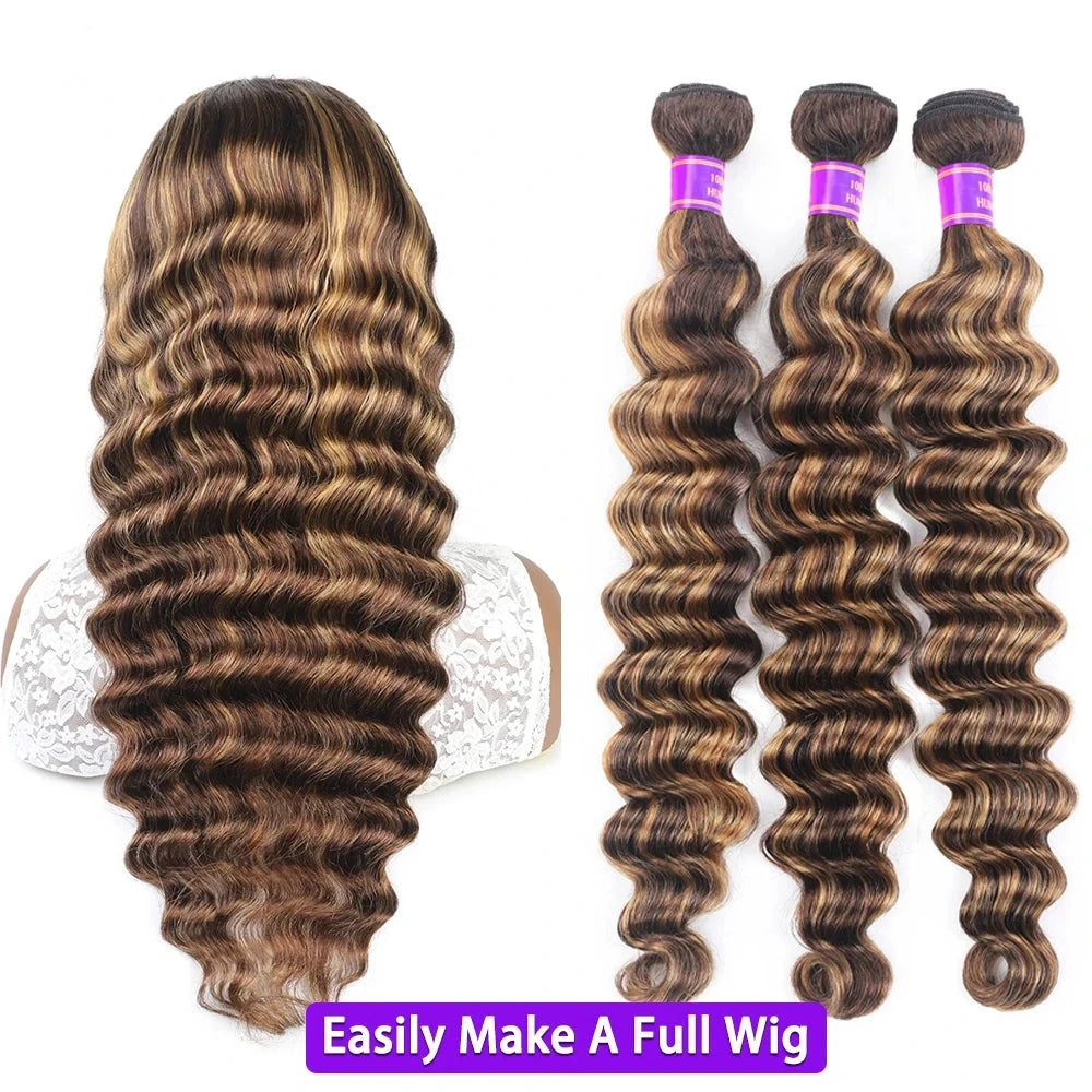 Loose Deep Wave Ombre Colored Human Hair Bundles