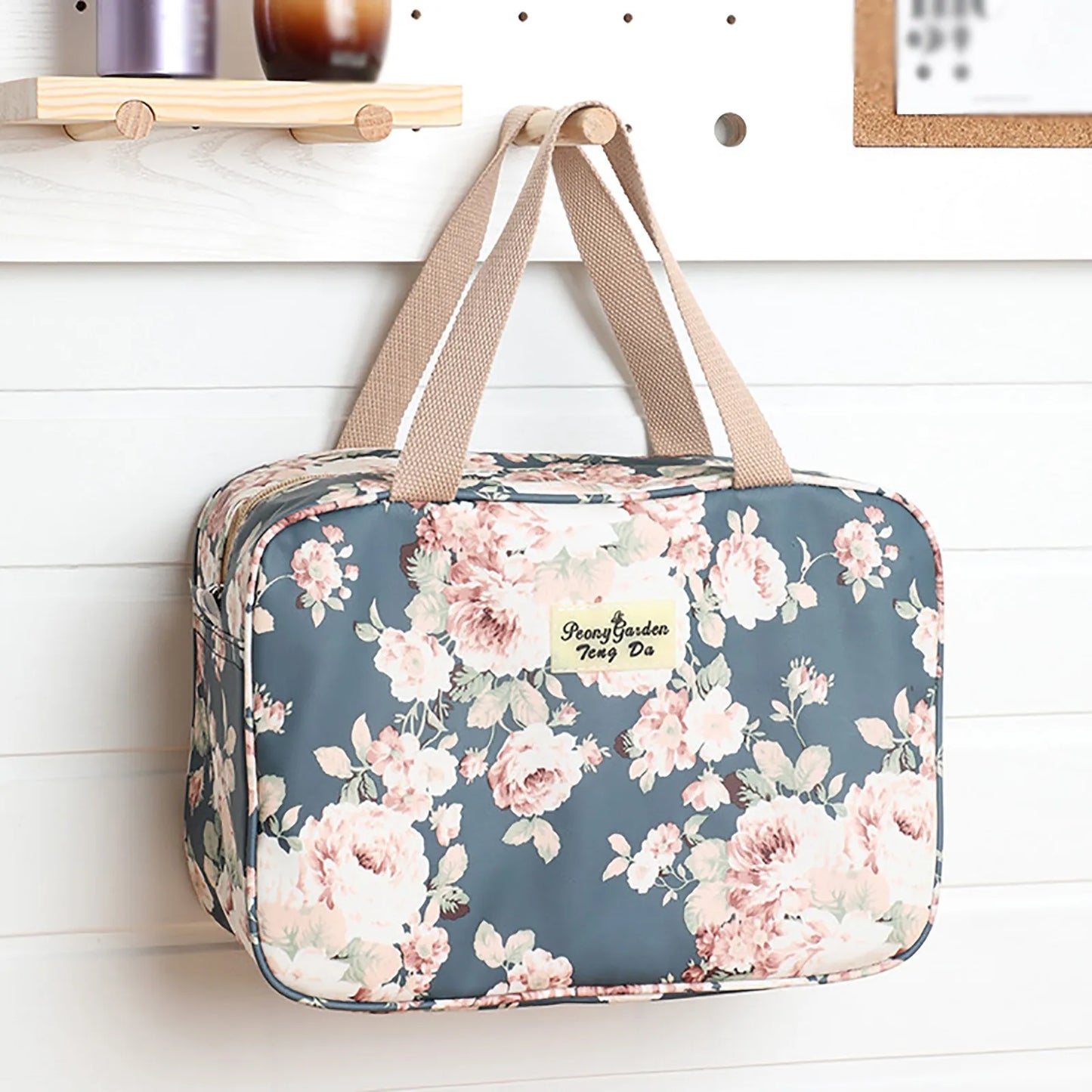 Large Leather Tote Full Size Toiletry Cosmetic Bag