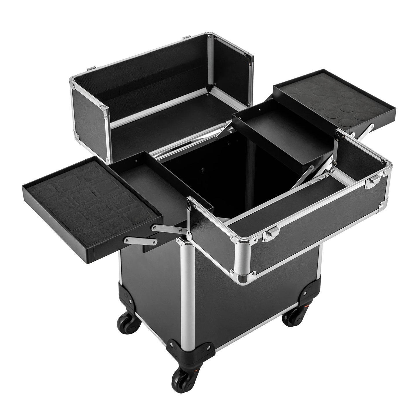 Rolling Makeup Train Case Cosmetics Makeup Trolley with Keys