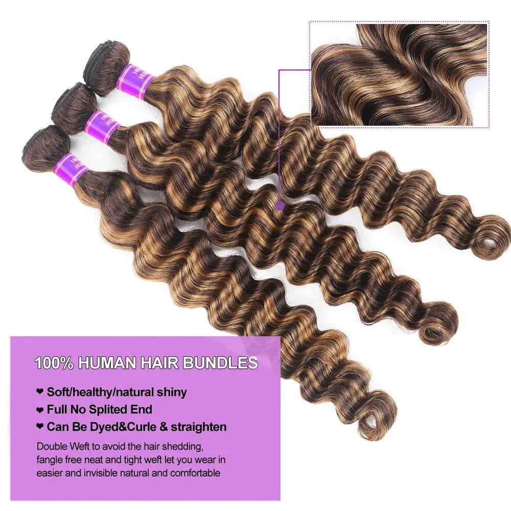 Loose Deep Wave Ombre Colored Human Hair Bundles