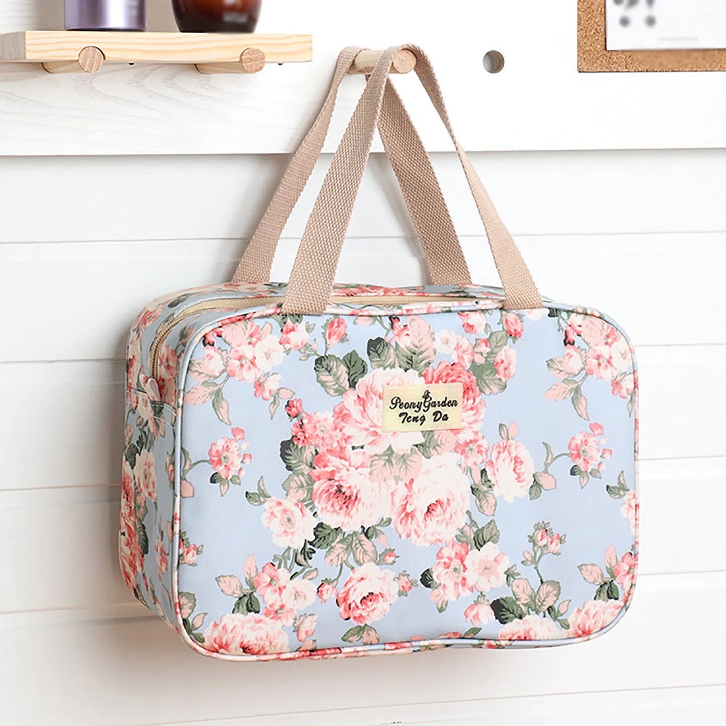 Large Leather Tote Full Size Toiletry Cosmetic Bag