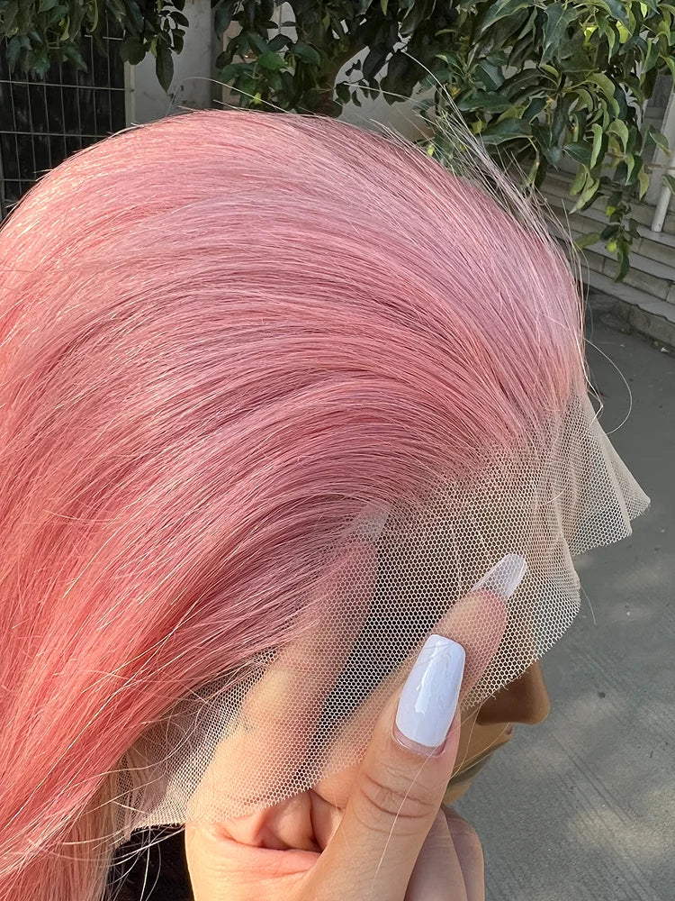 Rose Pink Brazilian Bob Human Hair Wigs