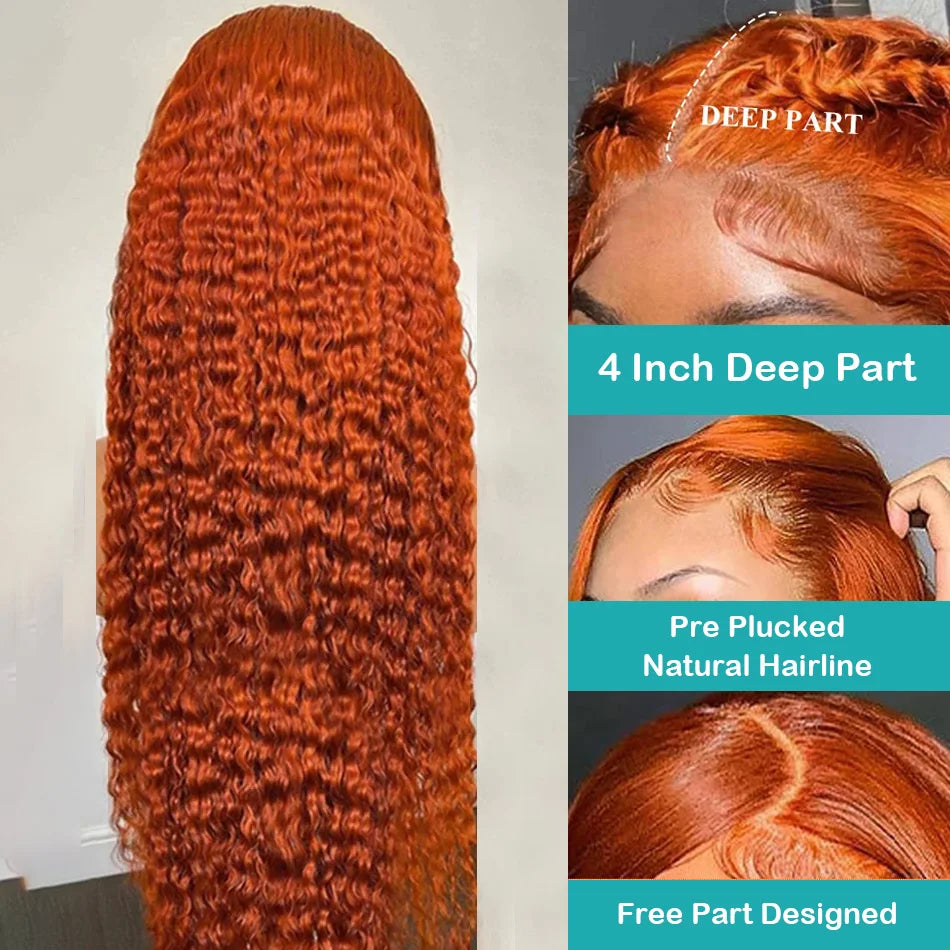 Ginger Orange HD Lace Frontal Curly Wig
