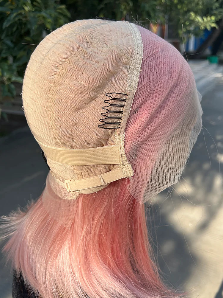 Rose Pink Brazilian Bob Human Hair Wigs