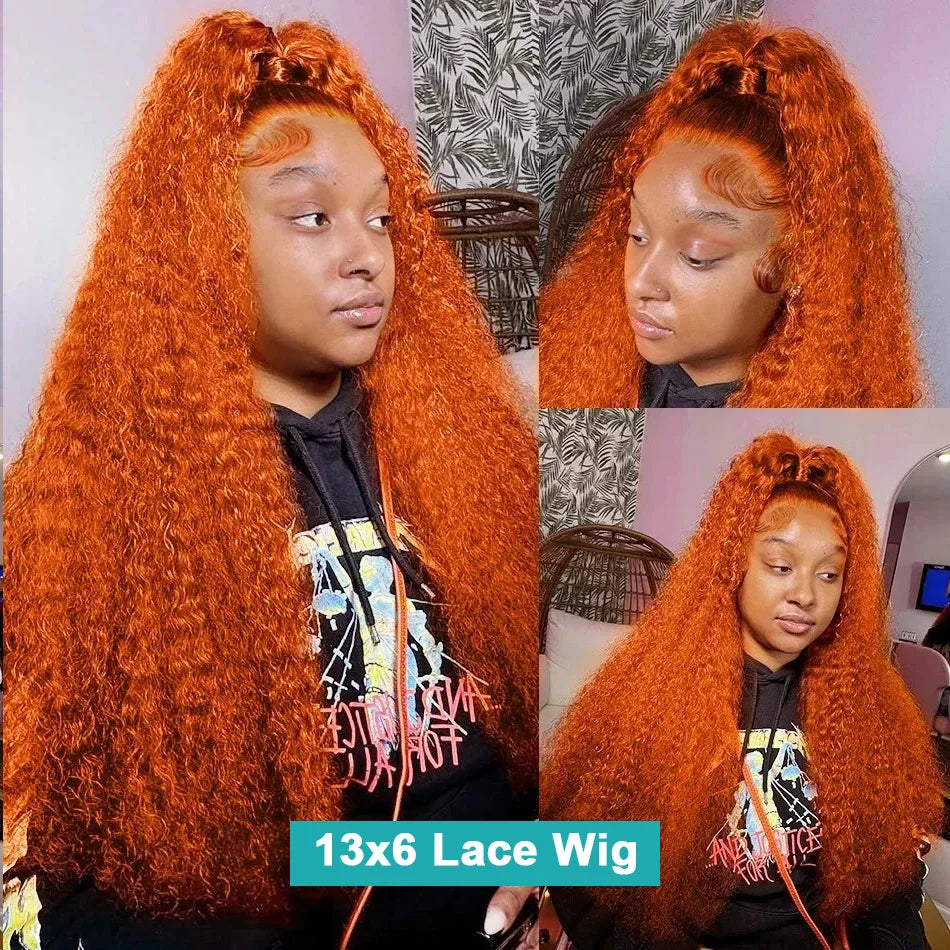 Ginger Orange HD Lace Frontal Curly Wig