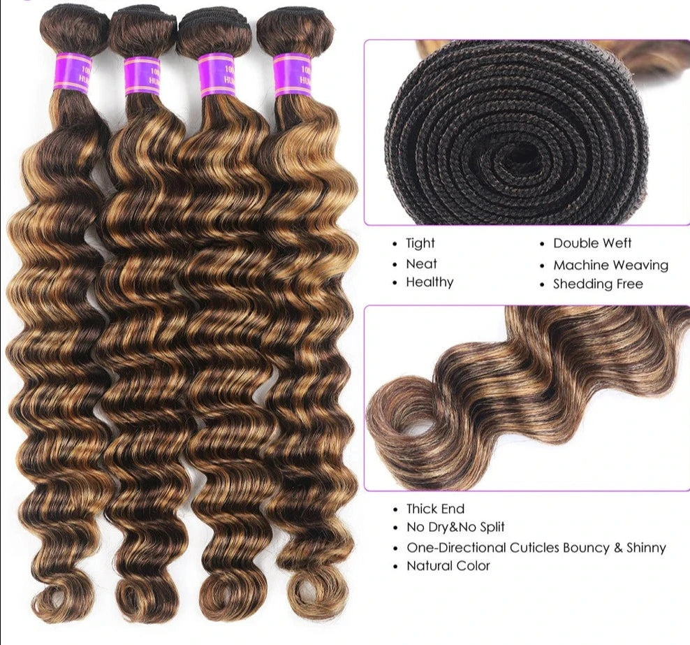 Loose Deep Wave Ombre Colored Human Hair Bundles